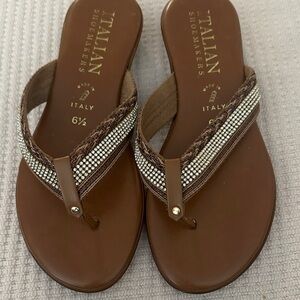 Italian Shoemakers Tan and Brown Sandals 6.5